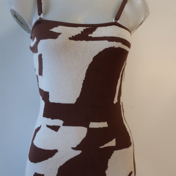 Womens Shag Boutique Brown, White Sweater Tank Pencil Maxi Dress S - Picture 2 of 8